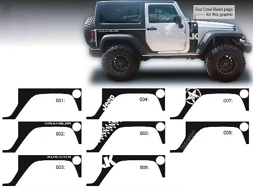 JEEP Sticker autocollant arrière quart côté graphique 07-16 Wrangler JK 2 portes