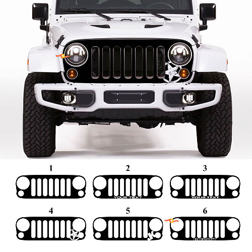 Autocollant en vinyle noir pour calandre personnalisée Jeep Wrangler JK Rubicon