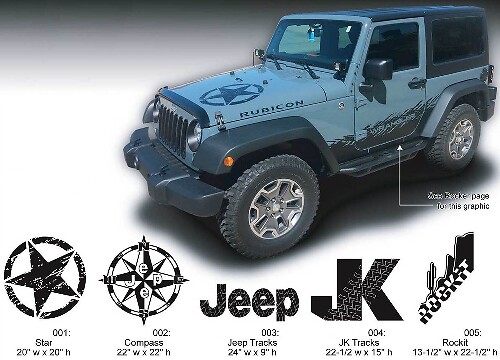 JEEP Sticker autocollant capot graphique 07-16 Wrangler Rubicon JK Rockit