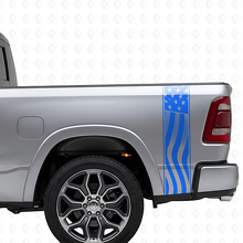 Set d'autocollants en vinyle avec rayures de côté de benne et drapeau USA pour camion musclecar_2