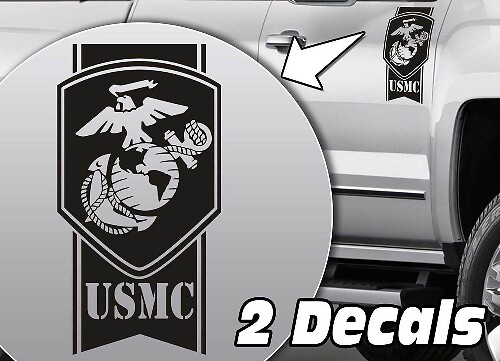 Ensemble d'autocollants en vinyle côté de benne de camion style USMC Aigle Globe Ancre pour pickups