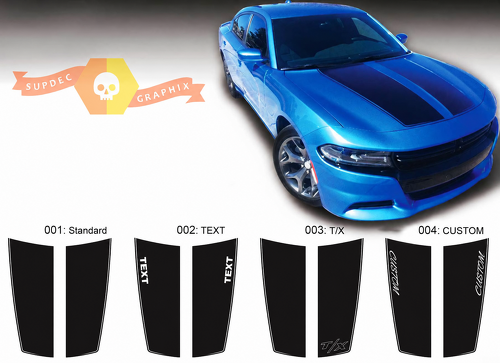 Texte T/X CUSTOM Autocollant vinyle de capot à accents divisés pour Dodge Charger 2015-2016
