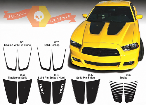 Décalque autocollant vinyle pour capot avec accents à rayures festonnées pour Dodge Charger 2011-2014
