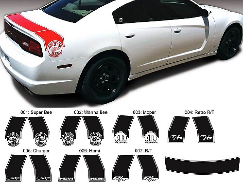 Kit d'autocollants vinyle latéraux arrière Bee Band pour Dodge Charger 2011-2014