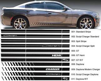 Autocollant de bande latérale Dodge Charger Script Rocker Stripe Sticker Hemi Daytona RT GT Mopar graphiques s'adapte aux modèles 2006-2020