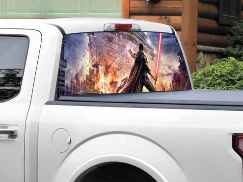 Sabre laser Star Destroyer Star Wars Starkiller Jeu vidéo Décalque de fenêtre arrière Autocollant Pick-up Truck SUV Car n'importe quelle taille
