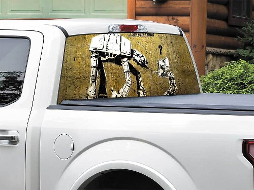 Décalque Vinyle Drôle pour Vitre Arrière AT-AT & AT-ST pour Camion SUV Voiture