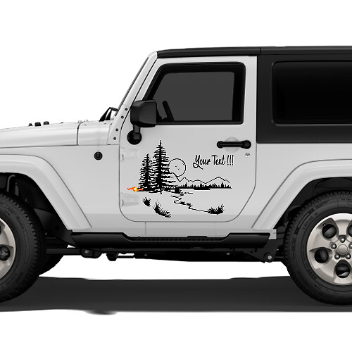 Autocollant en vinyle Paysage Forêt de Montagne pour Porte Jeep Wrangler Rubicon Sahara