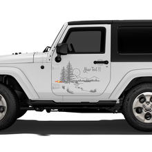 Autocollant en vinyle Paysage Forêt de Montagne pour Porte Jeep Wrangler Rubicon Sahara 2