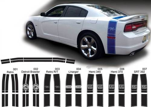 Kit graphique complet d'autocollant de bande de coffre Dodge Charger pour modèles 2011-2014