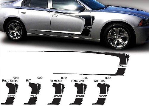 Dodge Charger C Stripe Hemi RT 345 370 392 Sticker autocollant Kit graphique complet s'adapte aux modèles 2011-2014