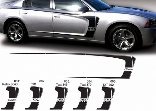 Custom C Stripe 370 Graphics Pair — Autocollant vinyle (côté) pour Dodge Charger 2011-2014