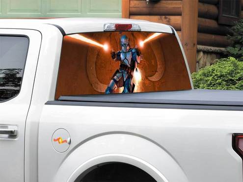Star Wars Bounty Hunter Jango Fett arrière fenêtre autocollant autocollant Pick-up camion SUV voiture n’importe quelle taille