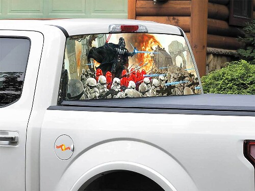 Autocollant en vinyle pour lunette arrière Flotte Impériale Darth Vader pour pick-up SUV