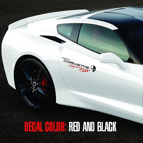 Corvette Racing 1 paire logo vinyle graphique autocollants décalcomanies C3 C4 C5 C6 C7 ZO6 ZR1 noir et rouge
