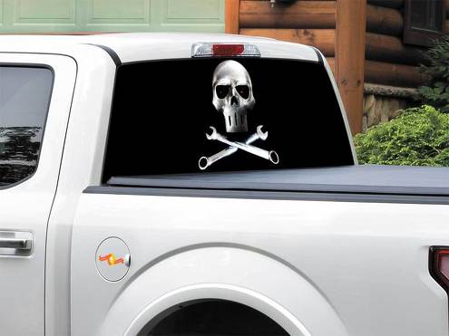 Autocollant de décalque de fenêtre arrière en acier de crâne en métal pick-up camion SUV voiture n'importe quelle taille