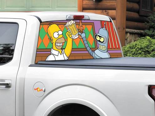 Bender Futurama Homer Simpson-TV montre autocollant de décalque de fenêtre arrière Pick-up Truck SUV voiture n'importe quelle taille
