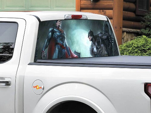 Autocollant pour vitre arrière Batman vs Superman pour camionnette SUV