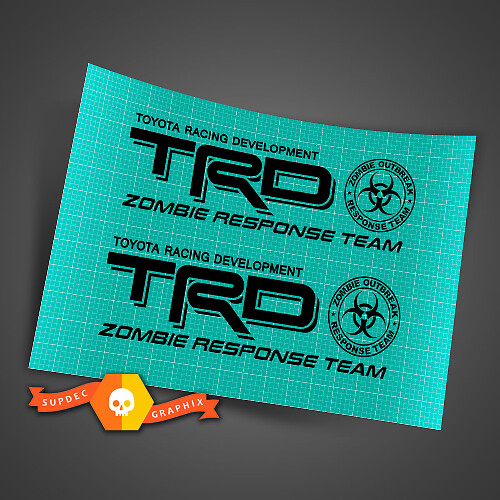 Autocollants de lit TRD Style Zombie Response Team Paire pour camions Toyota