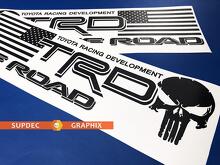 Autocollants Vinyle TRD USA Drapeau Punisher Crâne pour Camions Toyota_3