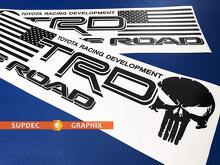 Autocollants Vinyle TRD USA Drapeau Punisher Crâne pour Camions Toyota_3
