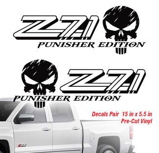 2 Chevy Z71 Punisher 4X4 hors route camion Silverado Chevrolet décalcomanie paire décalcomanie