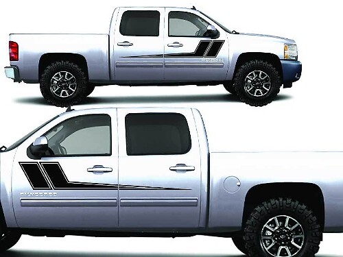 Autocollant Vinyle Bande d'Accent Contour Porte Latérale pour Chevrolet Silverado 2008-2013