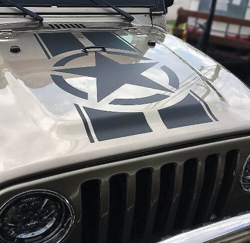 Autocollant en vinyle Military Star pour capot de Jeep Wrangler