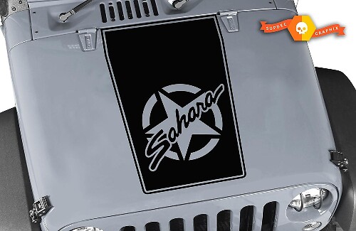 Autocollant en vinyle noir Sahara Star pour capot Jeep Wrangler