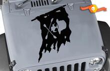 Jeep Hood Jolly Roger Crâne Pirate Drapeau Vinyle Autocollant Autocollant
 2