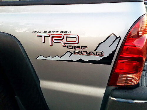 Ensemble d'autocollants en vinyle TRD Off Road Mountain pour les côtés de caisse de pick-up Toyota