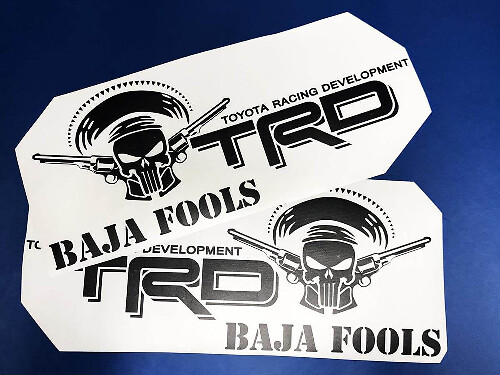 Autocollants latéraux de benne TRD Style Baja Fools Punisher Skull pour camions Toyota