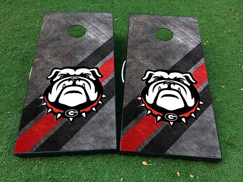 Autocollant à rayures pour jeu de cornhole de football des Georgia Bulldogs<br>Films VINYLE avec PLASTIFICATION