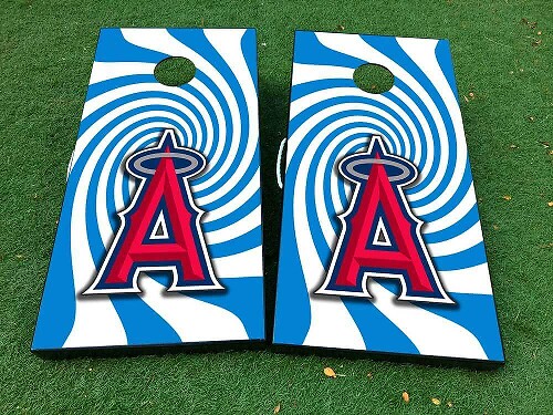 Set d'autocollants vinyle pour planche de cornhole spirale Los Angeles Angels Baseball