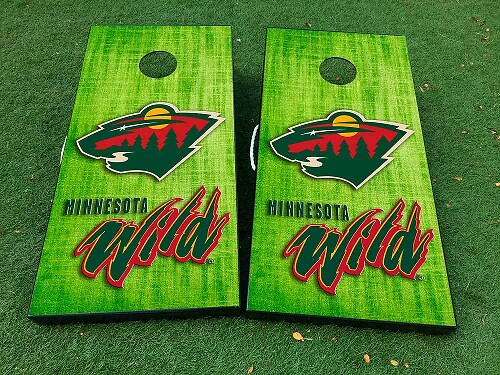 Ensemble d'autocollants en vinyle pour planche de cornhole de hockey Minnesota Wild