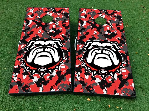 Georgia Bulldogs Football Cornhole Jeu de société Autocollant Autocollant en vinyle avec stratifié
