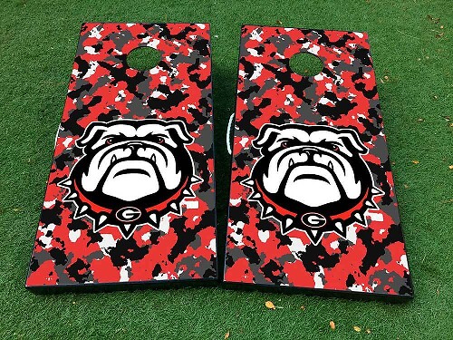 Autocollants en vinyle pour planche de cornhole style football Georgia Bulldogs
