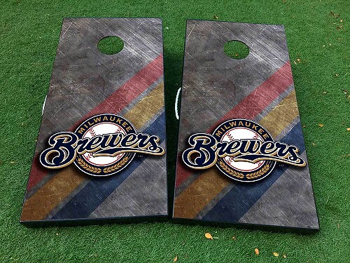 Ensemble d'autocollants en vinyle pour planche de cornhole baseball Milwaukee Brewers