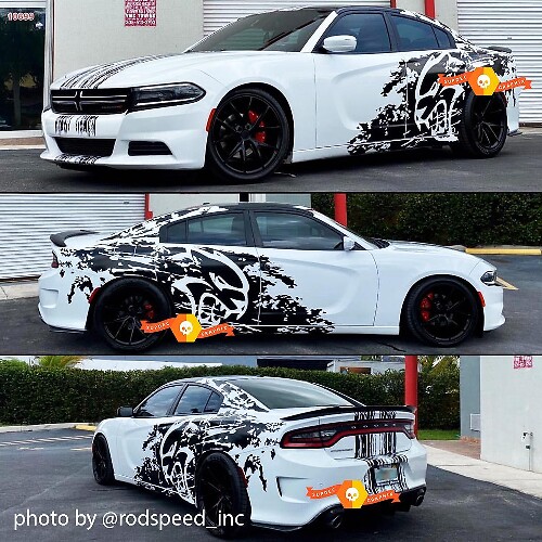 Dodge Challenger ou Charger SRT Hellcat Splash Grunge Stripes Kit Hell Cat Autocollant Vinyle Sticker Décalcomanie Graphique
