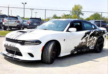 Kit complet de décalcomanies en vinyle à bandes style grunge Hellcat pour Dodge Challenger & Charger_3