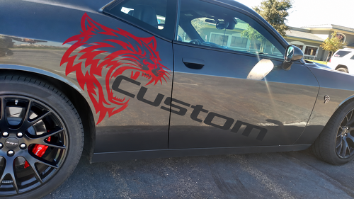 Custom Cat Head Two Color Pair — Autocollant vinyle (côté) pour Dodge Challenger