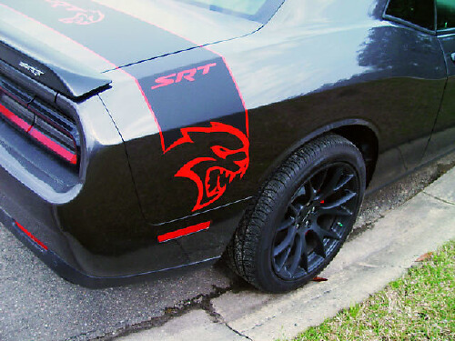 Autocollant en vinyle bandes latérales style Hellcat pour coffre Dodge Challenger