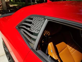 2 Dodge Challenger fenêtre US drapeau vinyle autocollant graphique