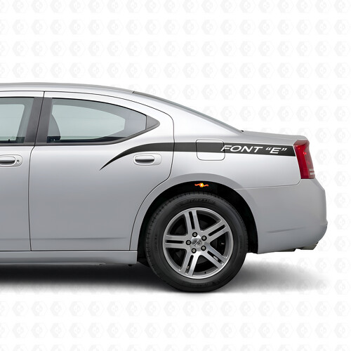 Autocollant vinyle latéral à bandes courbes avec texte personnalisé pour Dodge Charger 2006-2010