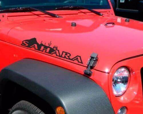Paire d'autocollants vinyle "Sahara" pour capot de Jeep Wrangler