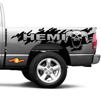 HEMI Dodge Ram Splash Grunge Skull gauche droite Logo vinyle autocollant autocollant graphique