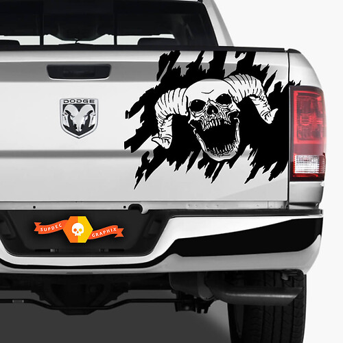 Dodge Ram Skull Splash Splash Grunge Vinyl Decal Sticker Tailgate Truck Vehicle Pickup Graphic
