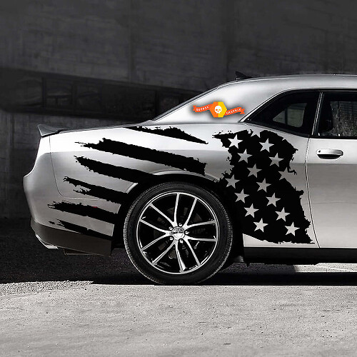 Autocollant latéral en détresse du drapeau américain des États-Unis, adapté à Musclecar Musclecarmodel Dodge Charger Chevy Camaro

