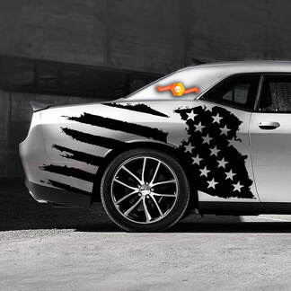 L'autocollant latéral en détresse du drapeau américain des États-Unis s'adapte à la Ford Mustang Dodge Charger Chevy Camaro