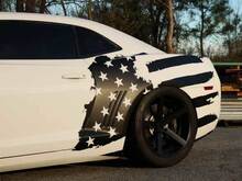 Autocollant latéral en détresse du drapeau américain des États-Unis, adapté à Ford Mustang Dodge Charger Chevy Camaro
 4